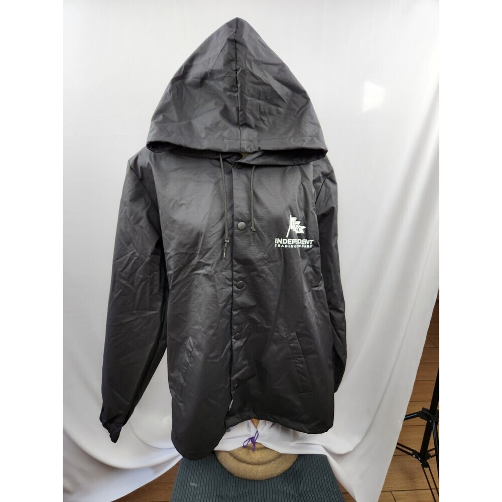 Independent Trading Co. Mens Water-Resistant Hooded Windbreaker - GRAY NWT